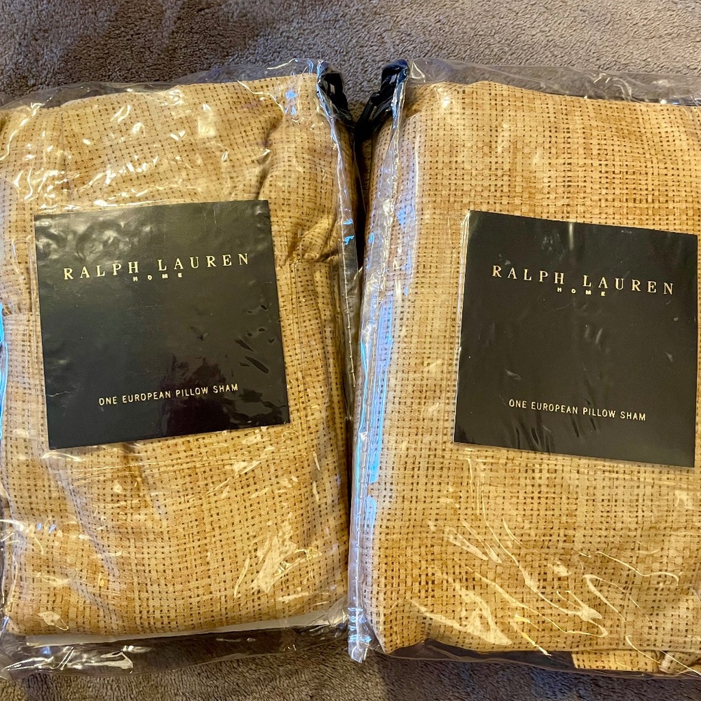 Candia Tan Euro Shams, NWT, by Ralph Lauren Home